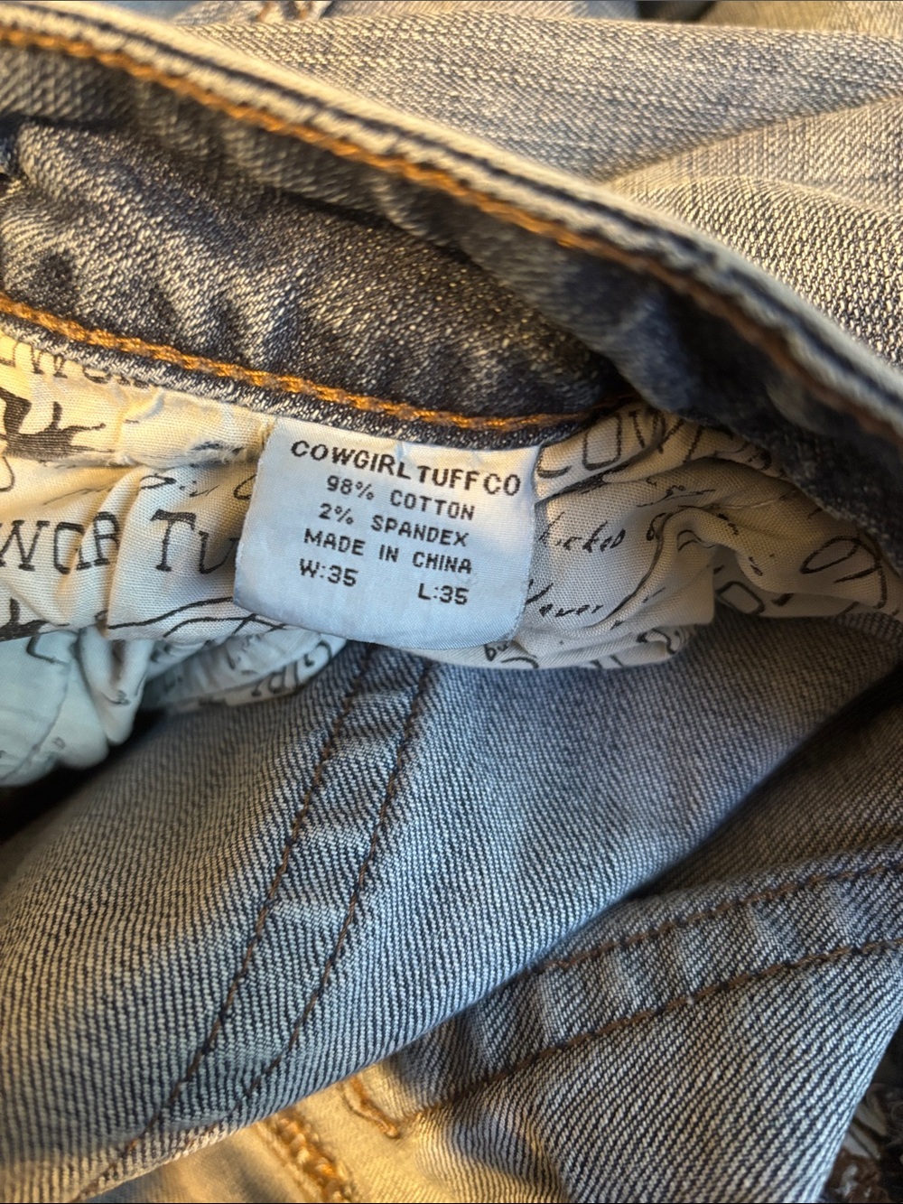 Cowgirl Tuff Co Double Lucky Brown Jeans size 35 x 35 - Picture 10 of 13